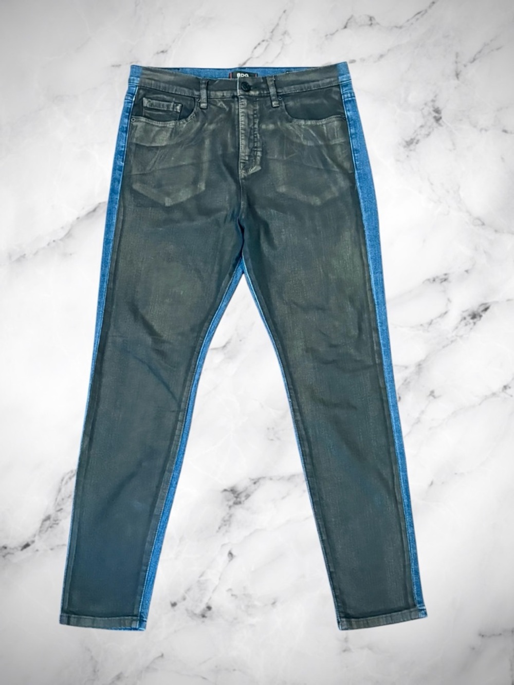BDG Urban Outfitters High Rise Twig Ankle Jeans 32 Wax Coated Two-Tone Denim